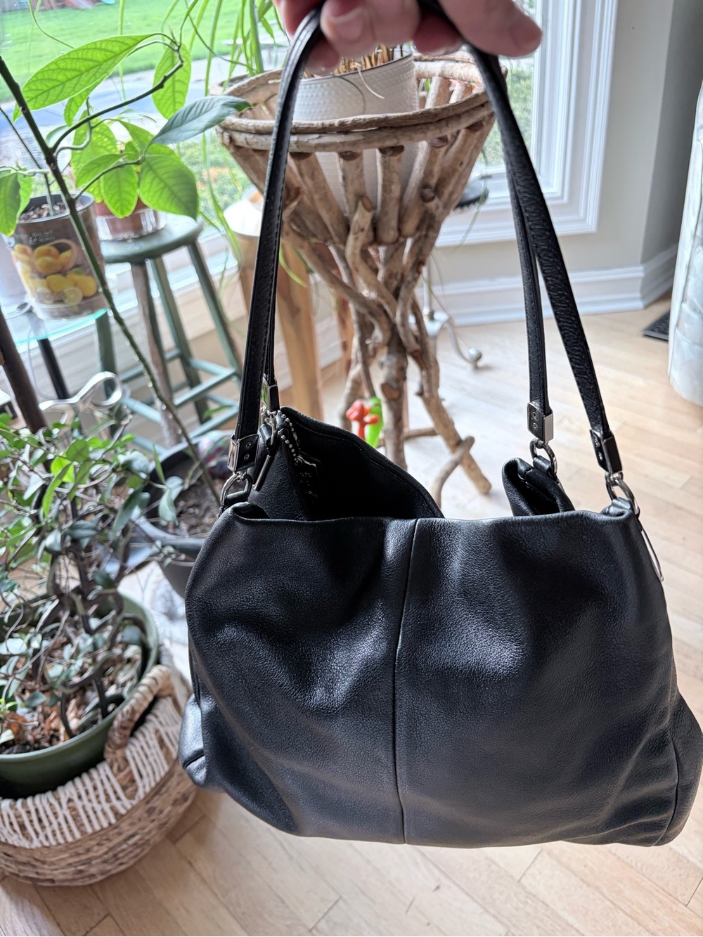 Coach Black Pebbled Leather Shoulder Bag